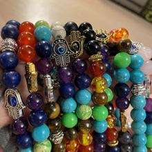 Load image into Gallery viewer, 8mm Protection Hamsa + Chakra Bracelets
